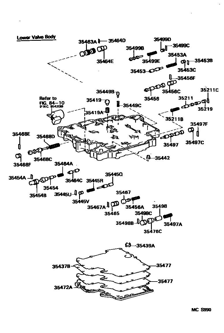 Toyota COROLLA 阀体和滤油网(ATM) EPC diagram — MCS990
