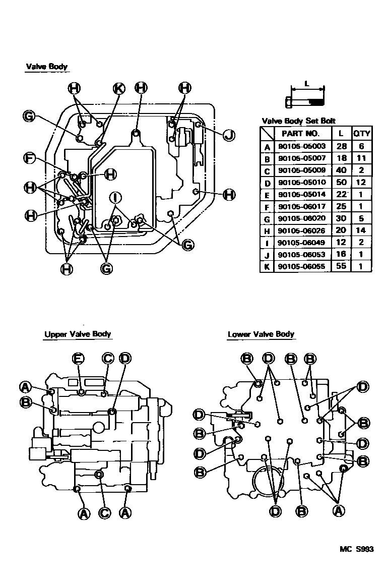 Toyota COROLLA 阀体和滤油网(ATM) EPC diagram — MCS993
