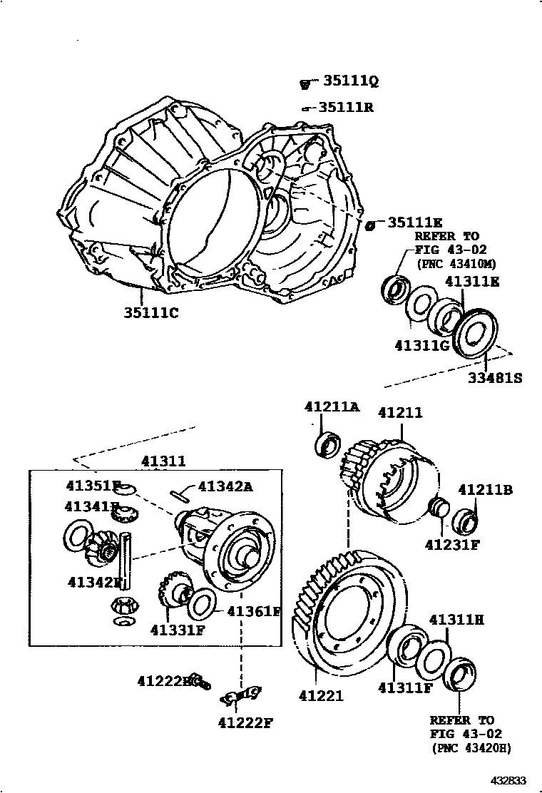 Toyota COROLLA 前桥壳和差速器 EPC diagram — 432833