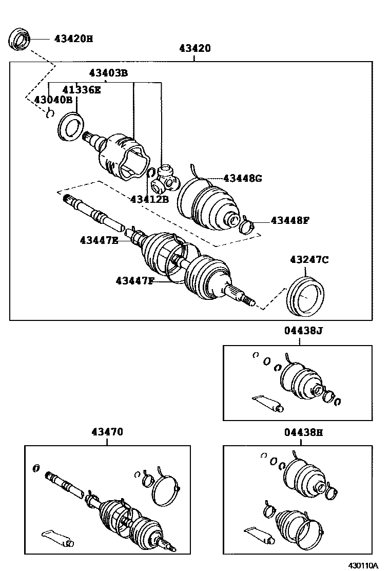 Toyota COROLLA Front Drive Shaft EPC diagram — 430110A