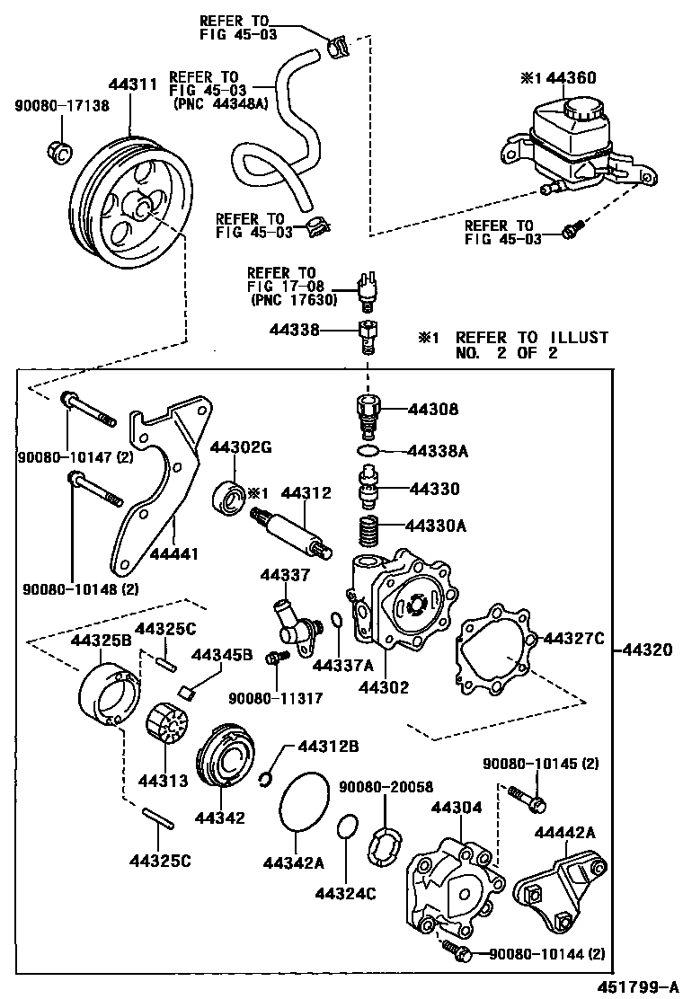 Toyota COROLLA 叶片泵和储油罐(动力转向) EPC diagram — 451799A