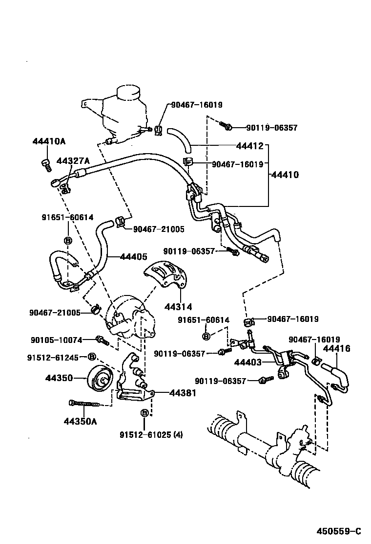 Toyota COROLLA 动力转向配管 EPC diagram — 450559C