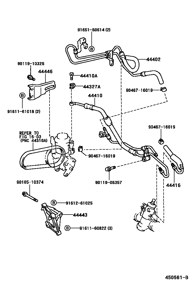 Toyota COROLLA 动力转向配管 EPC diagram — 450561B
