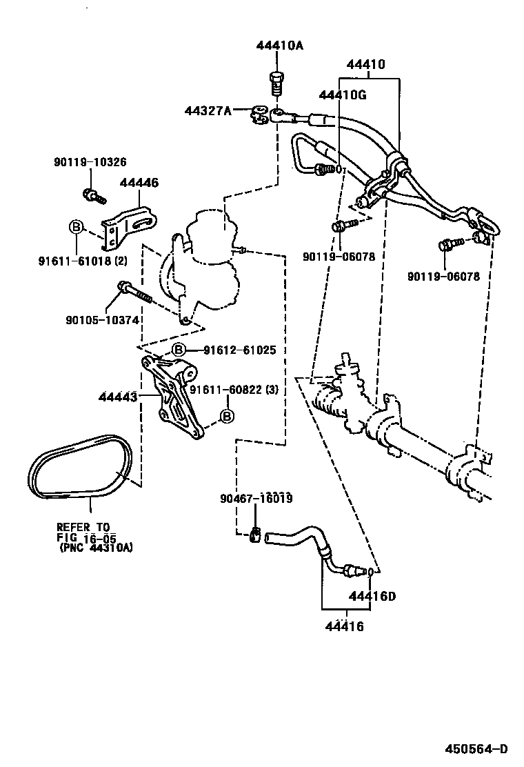 Toyota COROLLA 动力转向配管 EPC diagram — 450564D