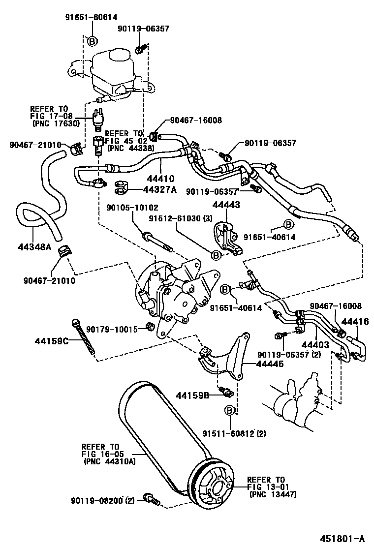 Toyota COROLLA 动力转向配管 EPC diagram — 451801A