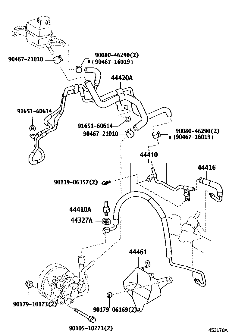 Toyota COROLLA 动力转向配管 EPC diagram — 453170A