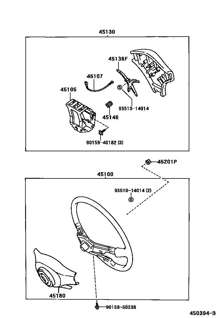 Toyota COROLLA Steering Wheel EPC diagram — 450394B