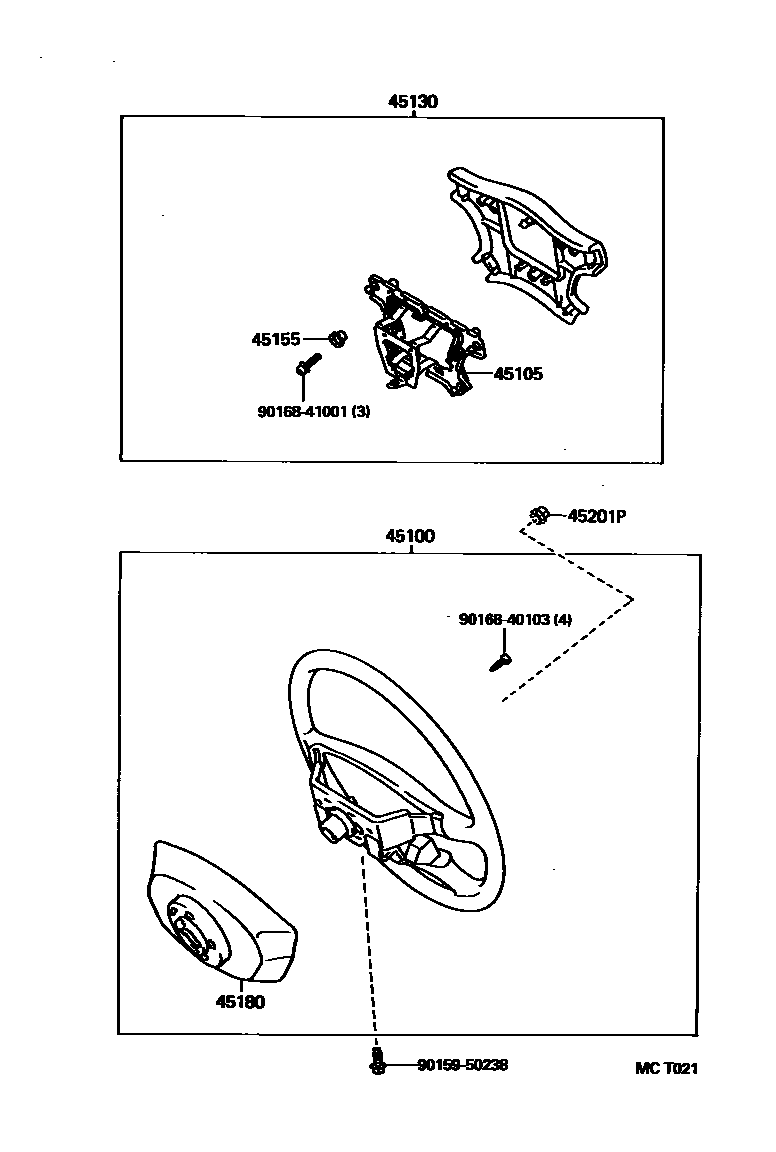Toyota COROLLA Steering Wheel EPC diagram — MCT021