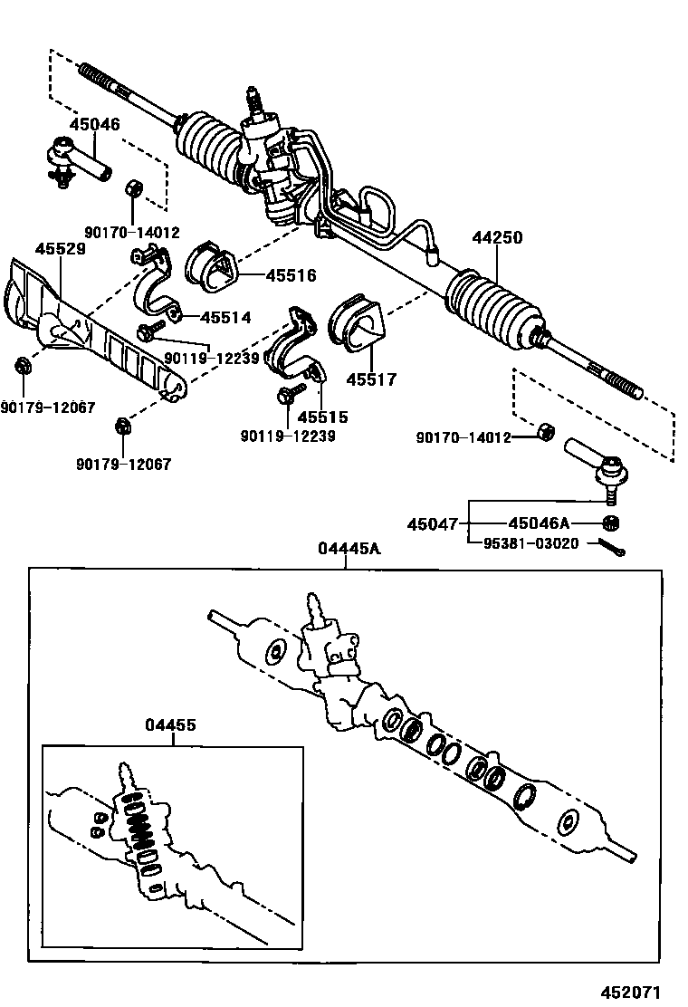 Toyota COROLLA 前转向齿轮和连杆 EPC diagram — 452071