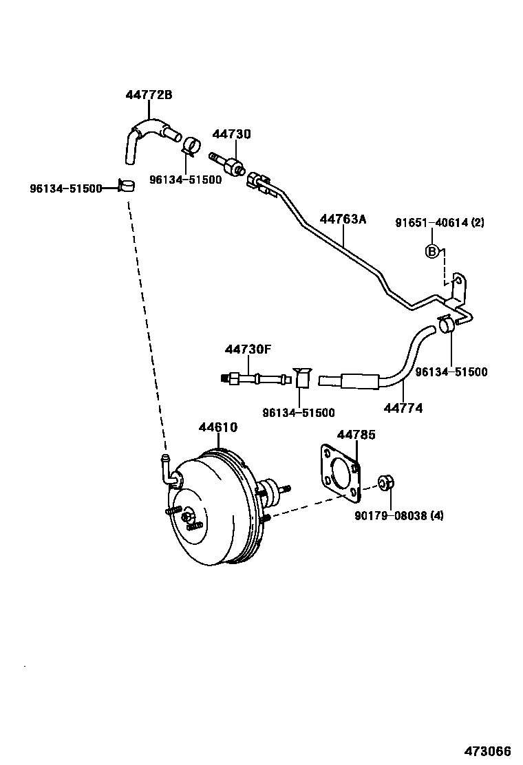 Toyota COROLLA 制动助力器和真空管 EPC diagram — 473066