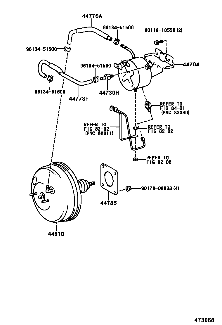 Toyota COROLLA 制动助力器和真空管 EPC diagram — 473068