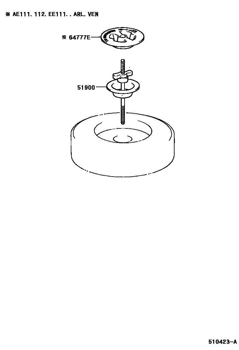 Toyota COROLLA Spare tire rack EPC diagram — 510423A