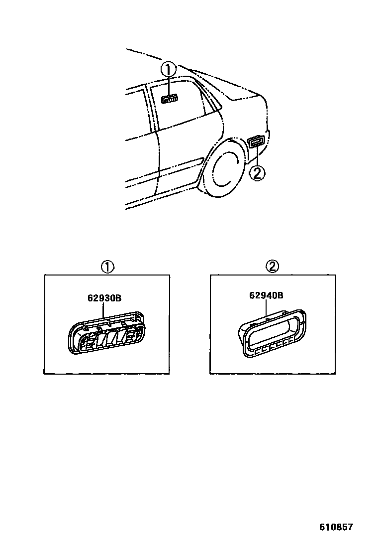 Toyota COROLLA 车侧通风装置 EPC diagram — 610857