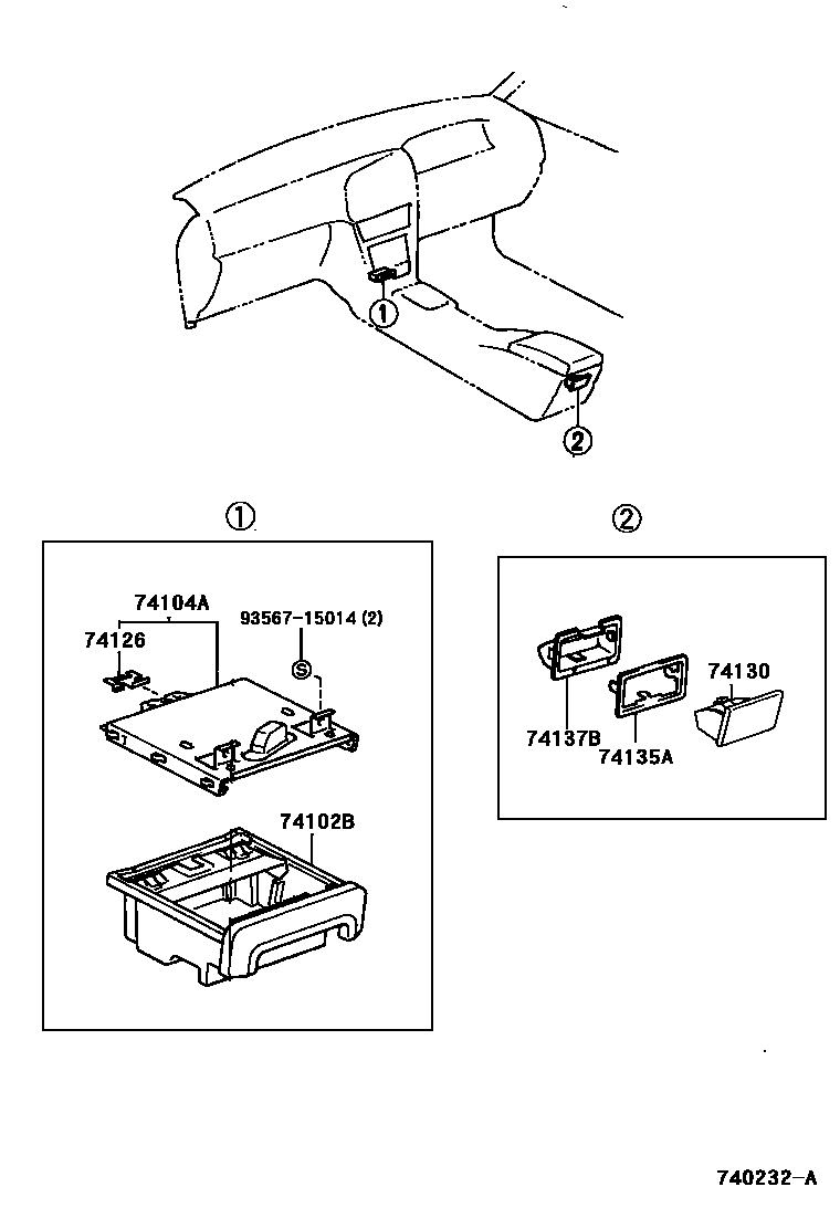 Toyota COROLLA 烟灰盒 EPC diagram — 740232A
