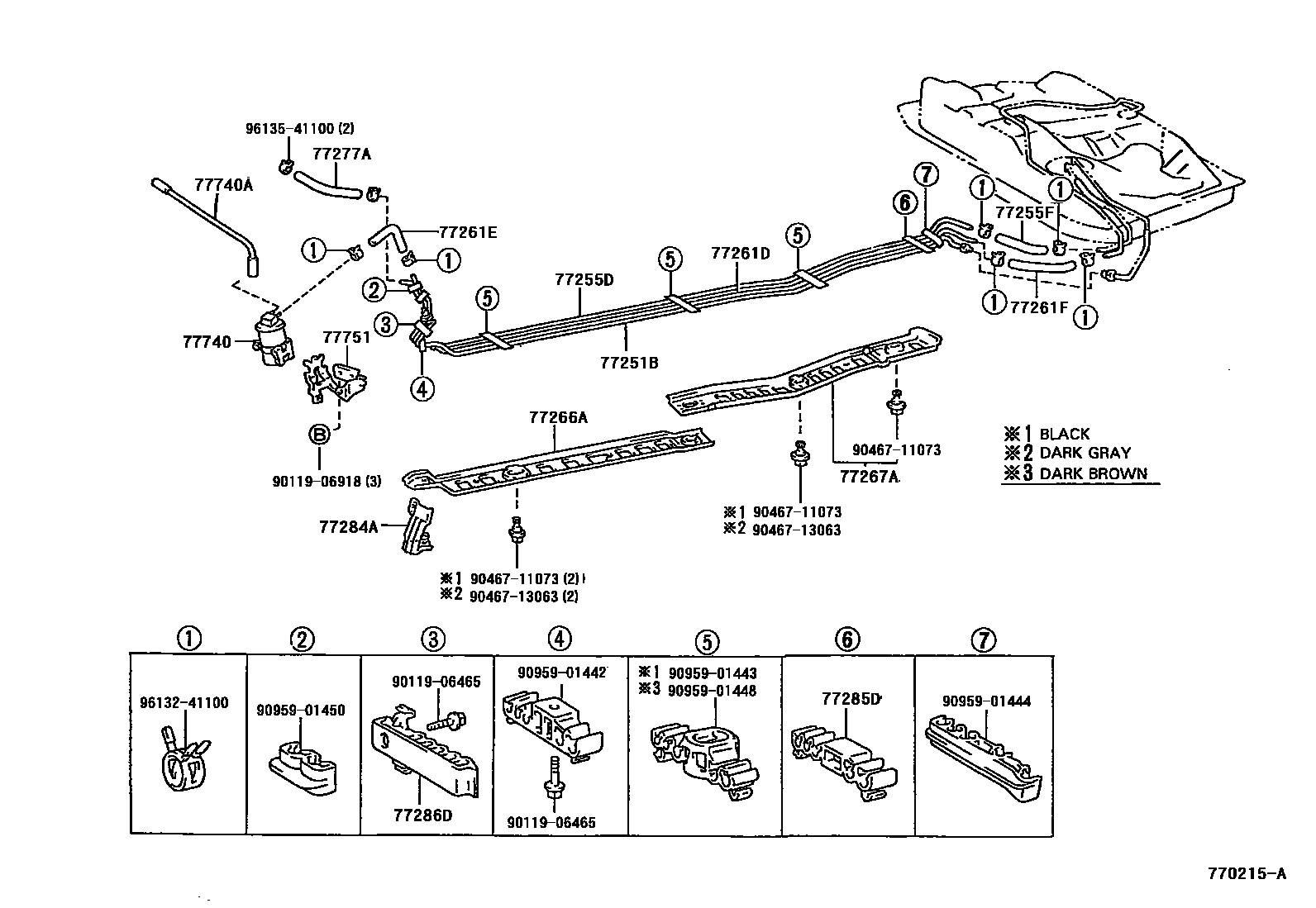 Toyota COROLLA 燃油箱和燃油管 EPC diagram — 770215A