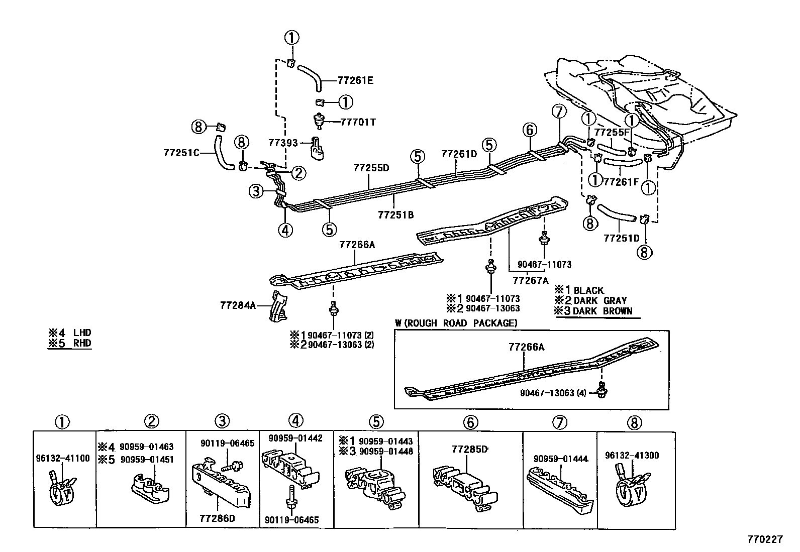 Toyota COROLLA 燃油箱和燃油管 EPC diagram — 770227