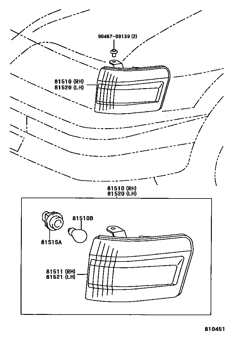 Toyota COROLLA 前转向灯 EPC diagram — 810451