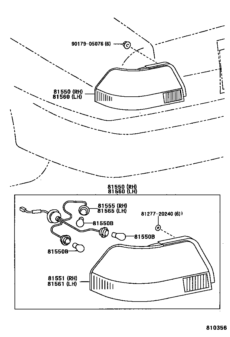 Toyota COROLLA 后组合灯 EPC diagram — 810356