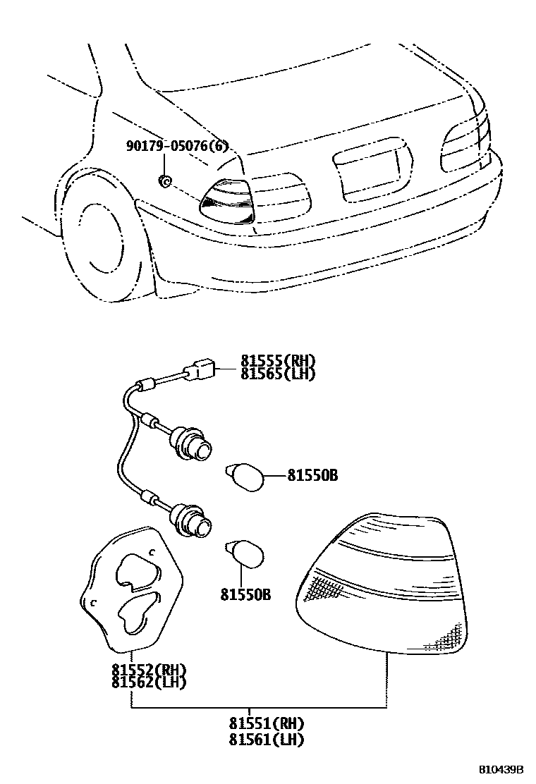 Toyota COROLLA 后组合灯 EPC diagram — 810439B