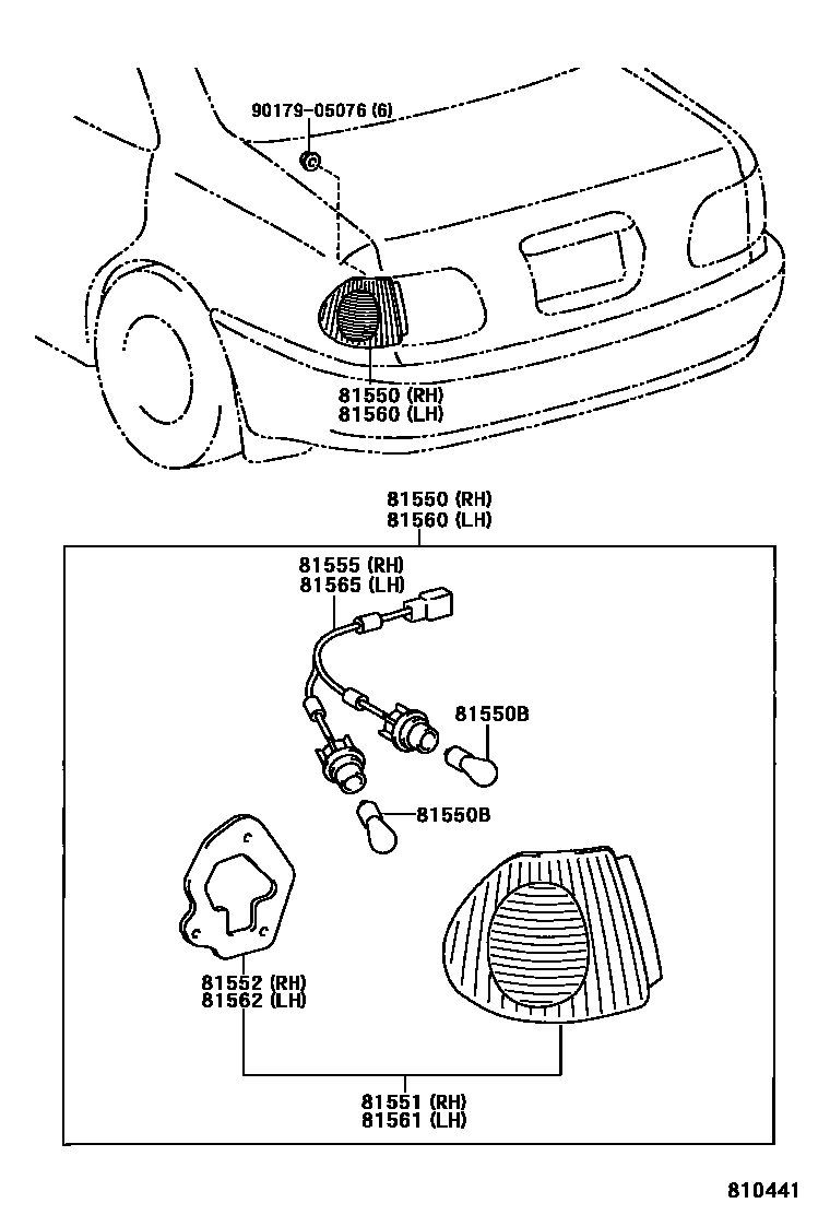Toyota COROLLA 后组合灯 EPC diagram — 810441