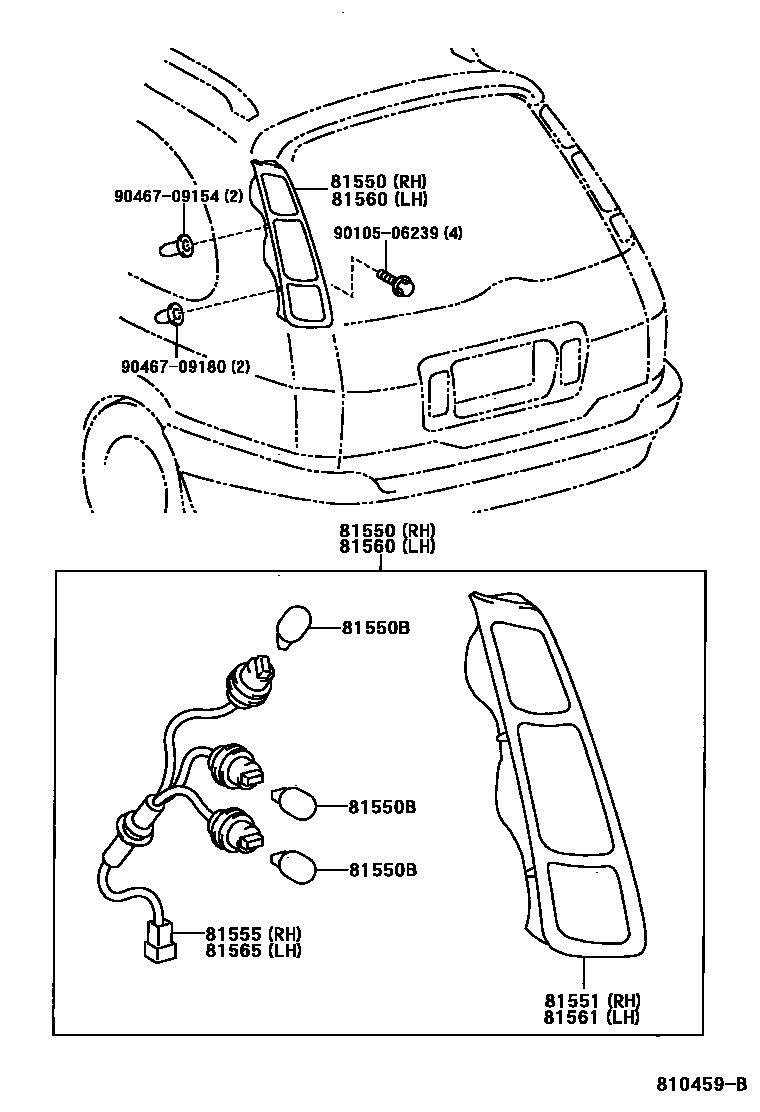 Toyota COROLLA 后组合灯 EPC diagram — 810459B