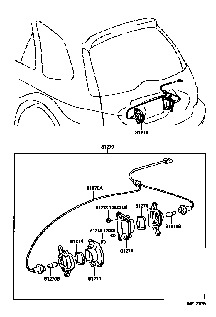 Toyota COROLLA 后牌照灯 EPC diagram — MEZ679