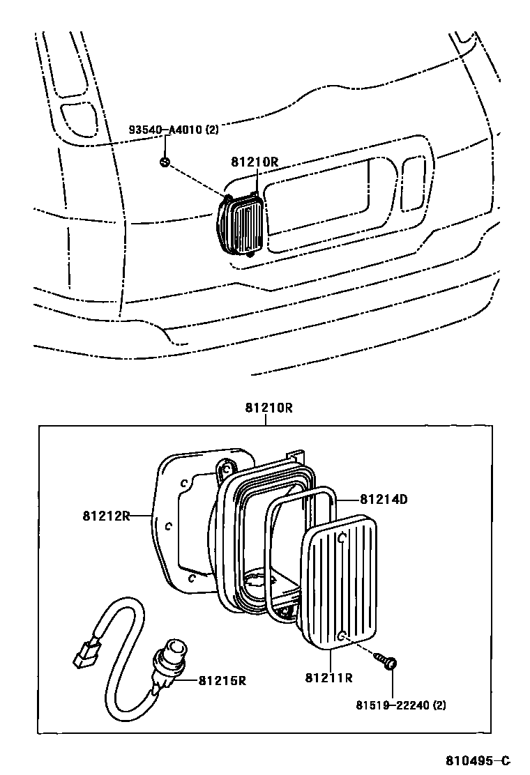Toyota COROLLA 后雾灯 EPC diagram — 810495C