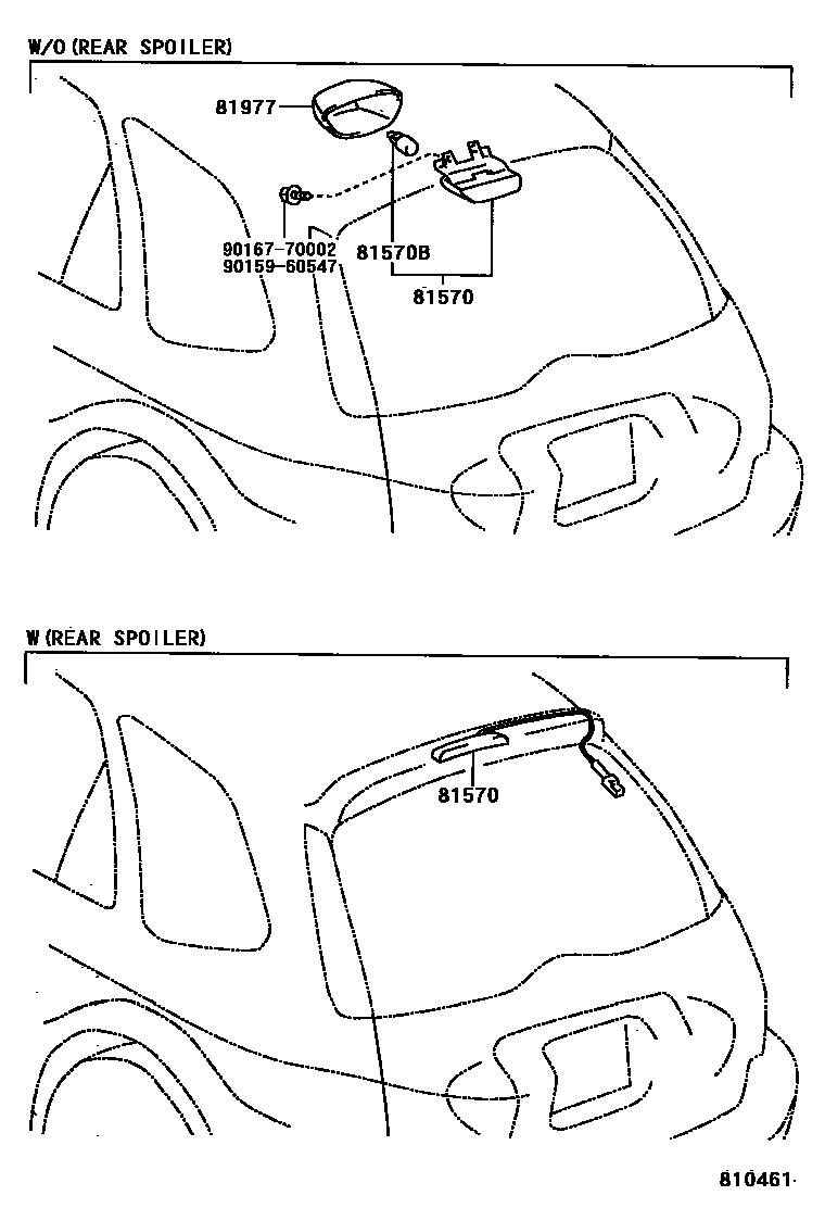 Toyota COROLLA 高位刹车灯 EPC diagram — 810461