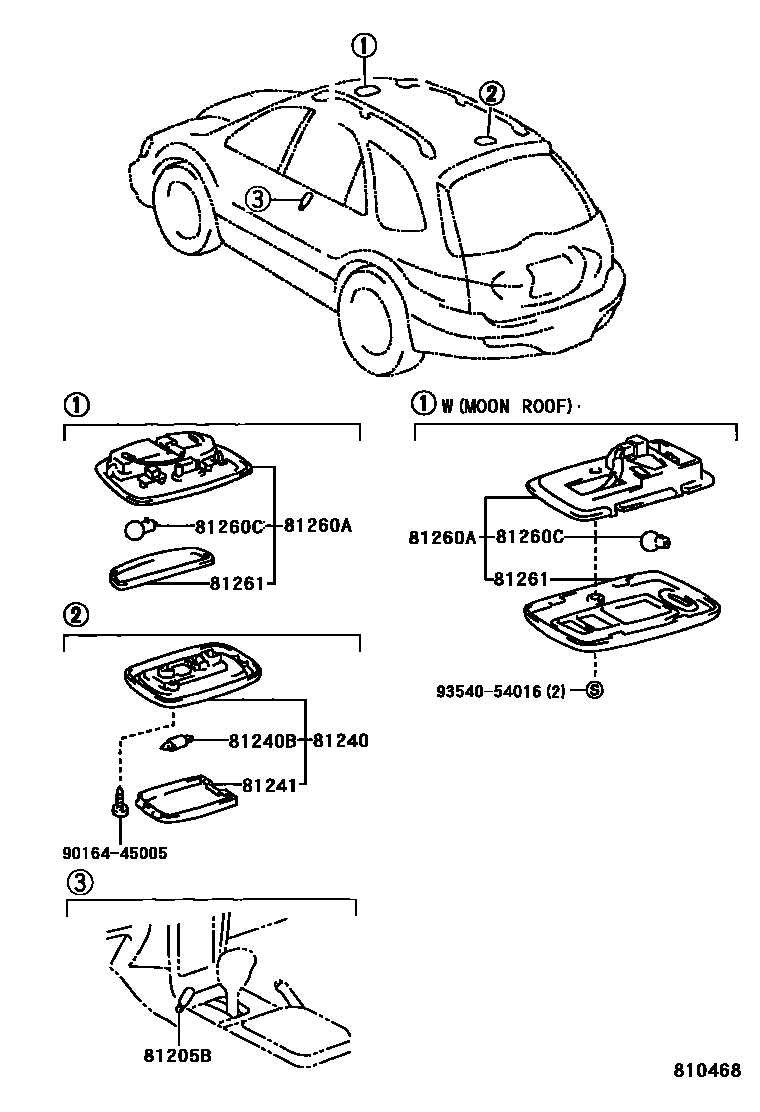 Toyota COROLLA 车内灯 EPC diagram — 810468