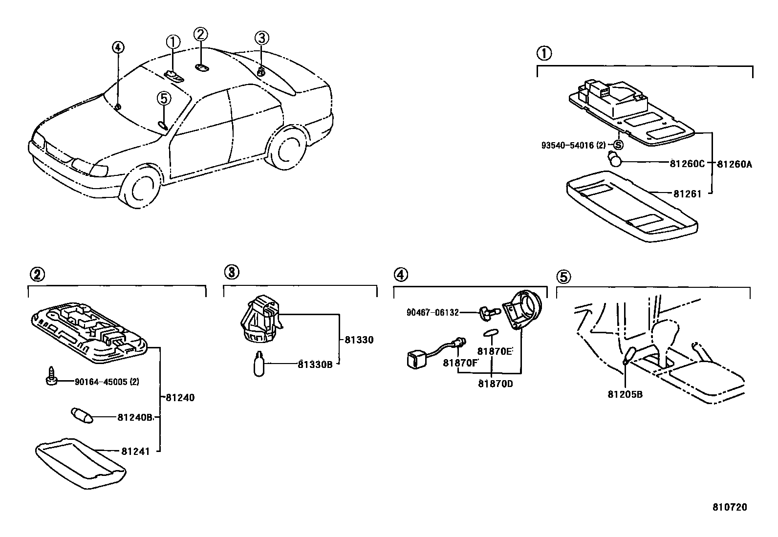 Toyota COROLLA 车内灯 EPC diagram — 810720