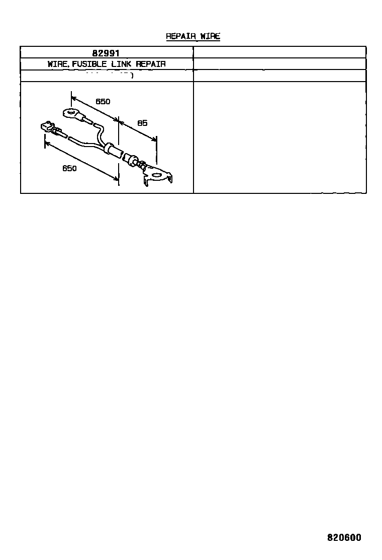 Toyota COROLLA 线束和卡夹 EPC diagram — 820600