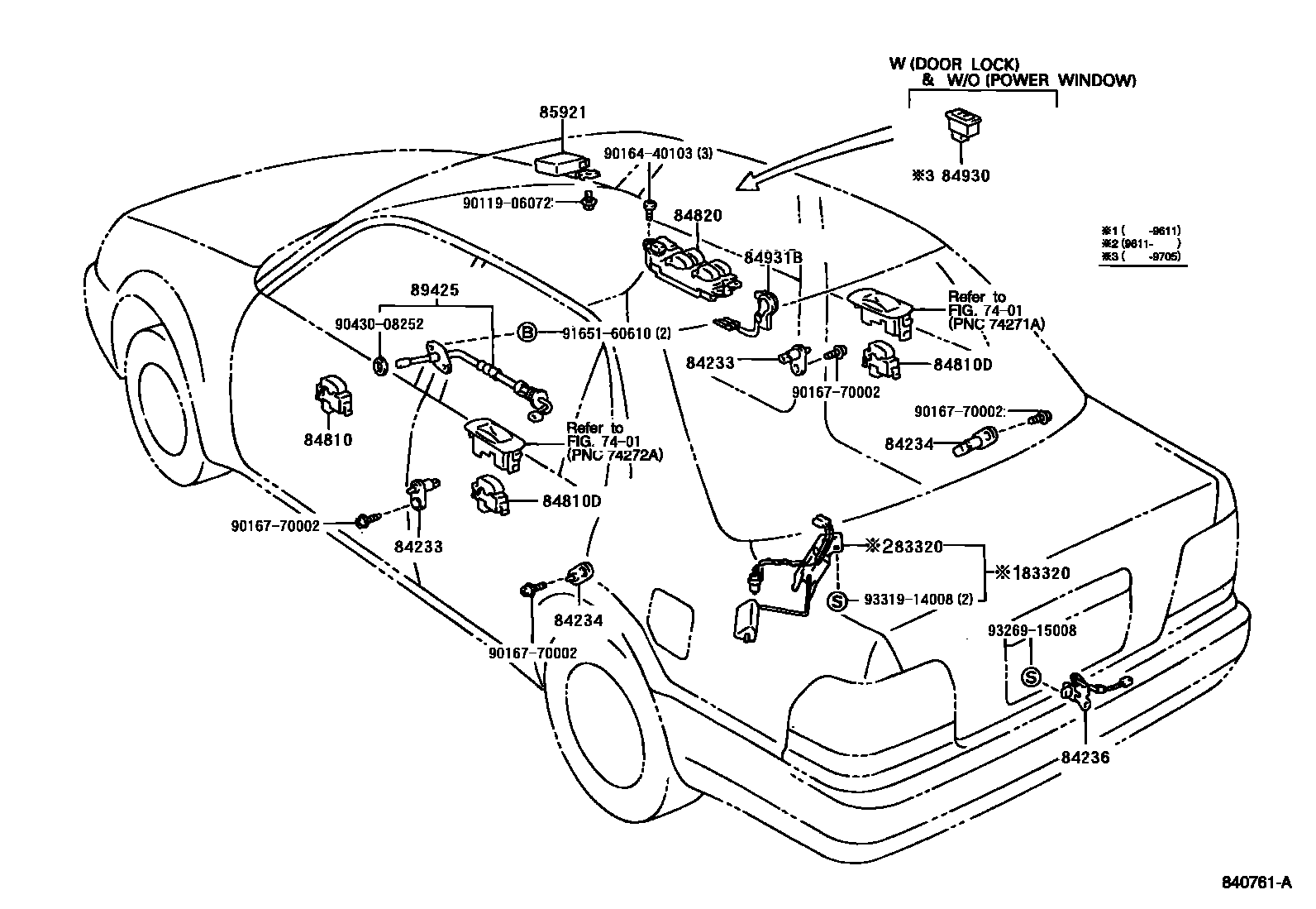 Toyota COROLLA 开关和继电器和ECU EPC diagram — 840761A