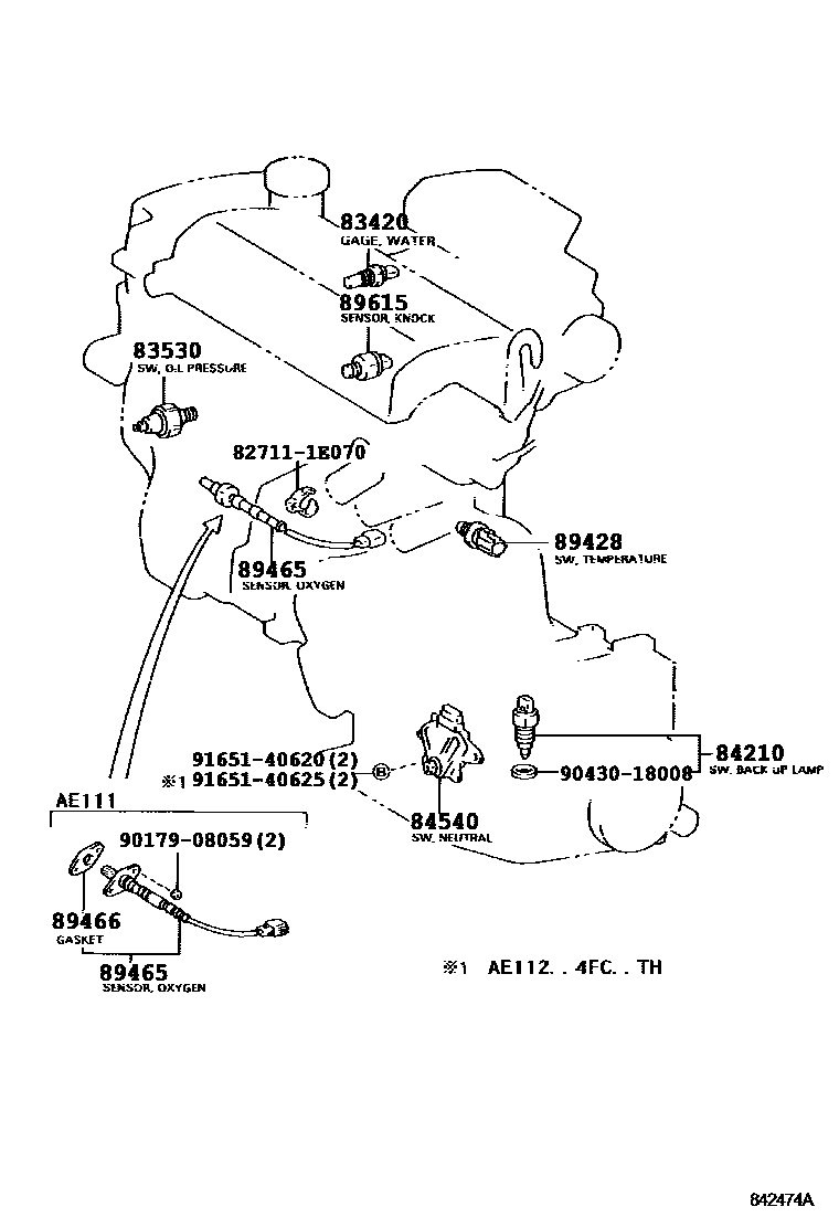Toyota COROLLA 开关和继电器和ECU EPC diagram — 842474A
