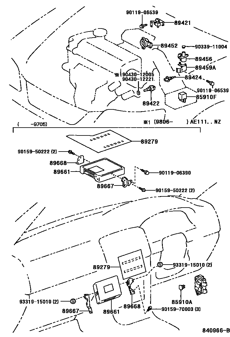 Toyota COROLLA 电子燃油喷射系统 EPC diagram — 840966B