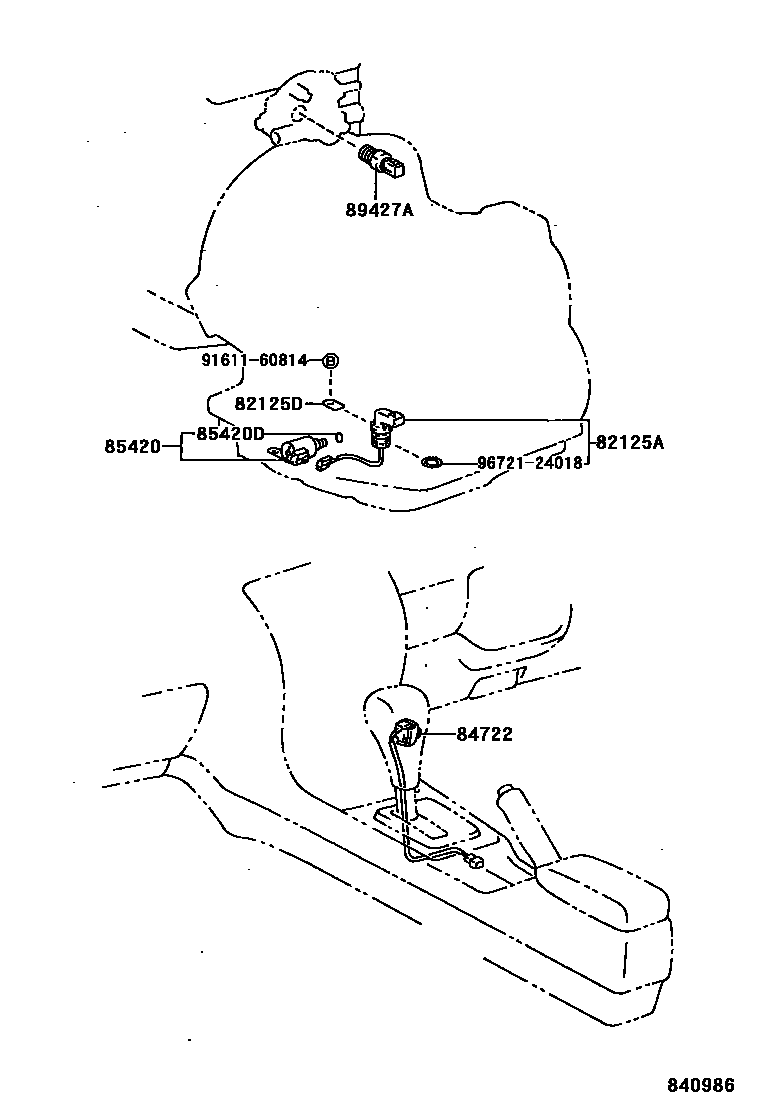 Toyota COROLLA 超速档和电子控制变速器 EPC diagram — 840986