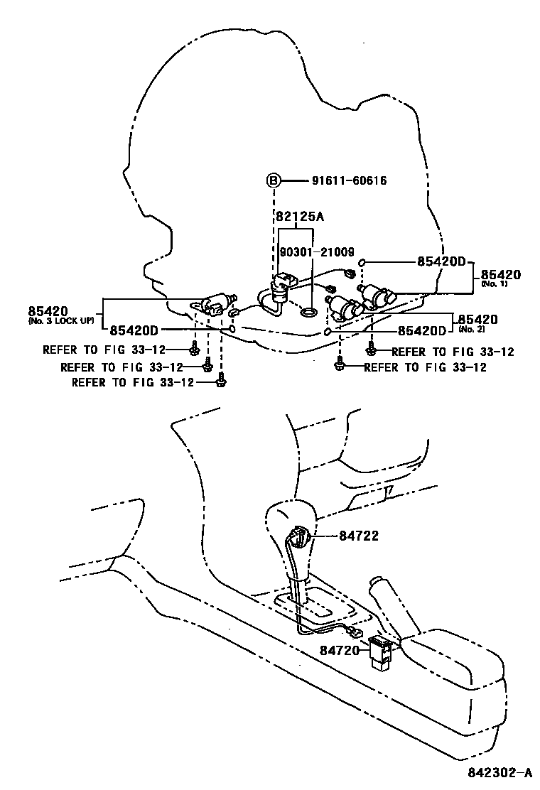 Toyota COROLLA 超速档和电子控制变速器 EPC diagram — 842302A