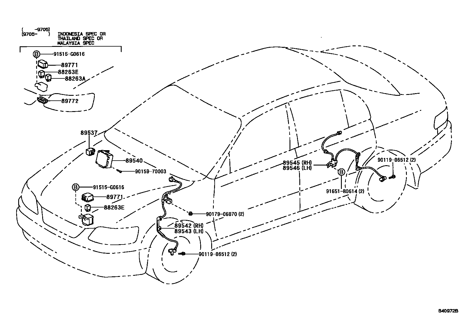 Toyota COROLLA ABS 和 VSC EPC diagram — 840972B