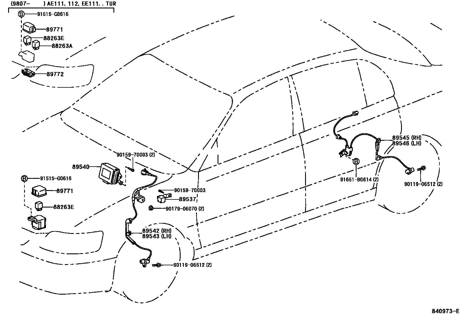 Toyota COROLLA ABS 和 VSC EPC diagram — 840973E