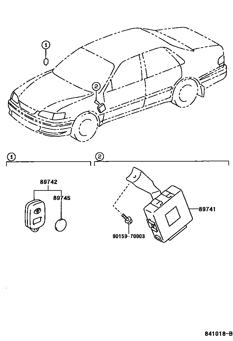 Toyota COROLLA 遥控门锁 EPC diagram — 841018B
