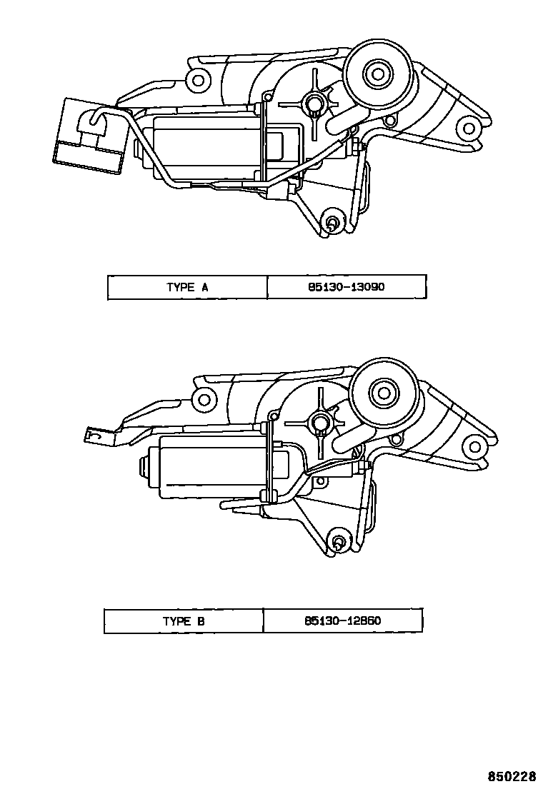 Toyota COROLLA 后刮水器 EPC diagram — 850228