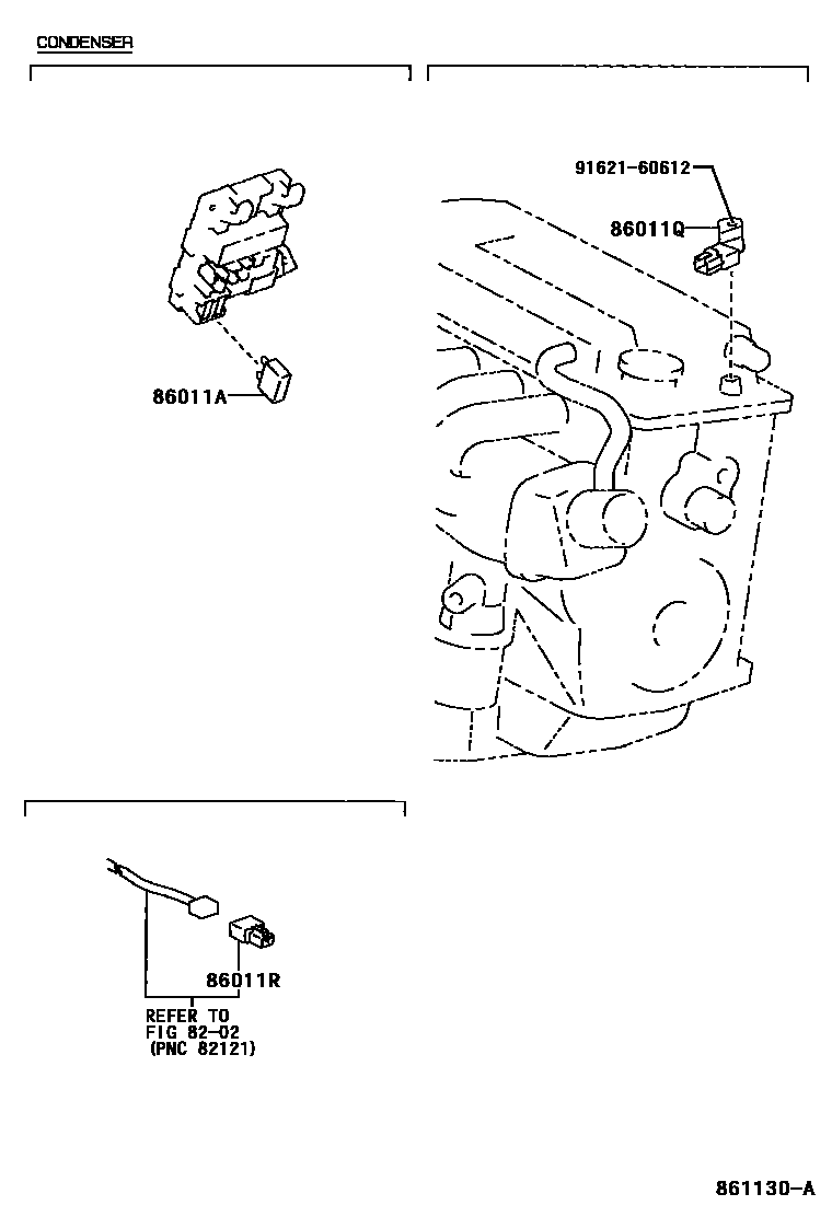 Toyota COROLLA 收音机、放大器和冷凝器 EPC diagram — 861130A