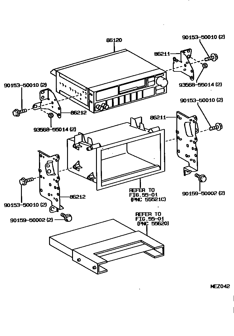 Toyota COROLLA 收音机、放大器和冷凝器 EPC diagram — MEZ042
