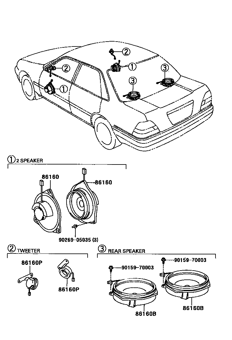 Toyota COROLLA 扬声器 EPC diagram — 860966
