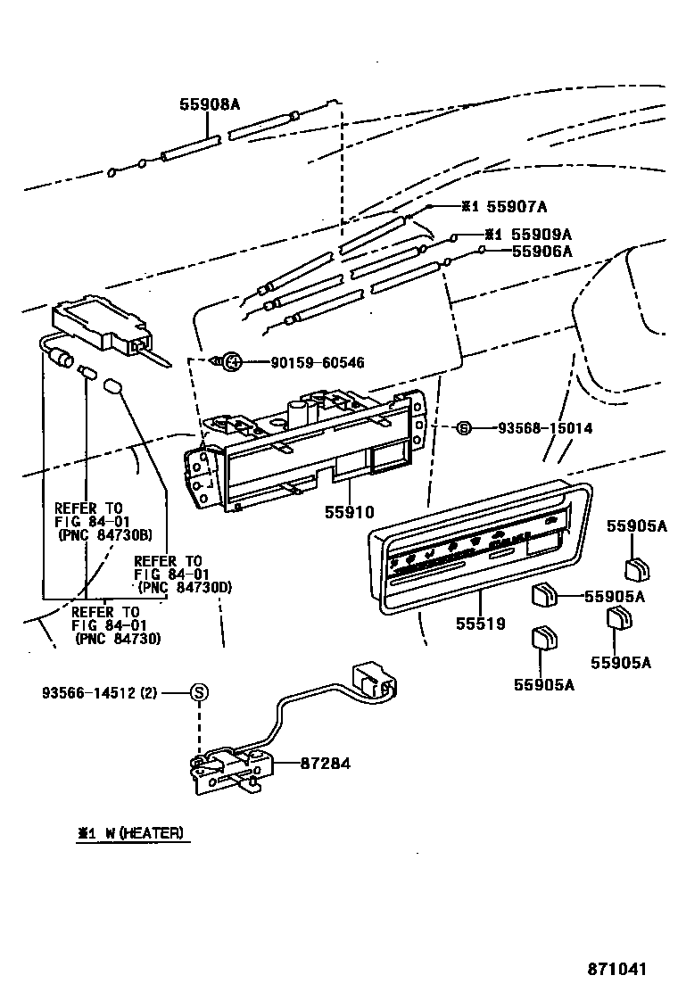 Toyota COROLLA 暖风和空调系统 - 控制器和风管 EPC diagram — 871041