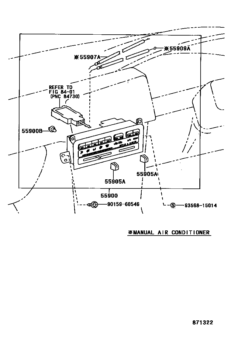 Toyota COROLLA 暖风和空调系统 - 控制器和风管 EPC diagram — 871322