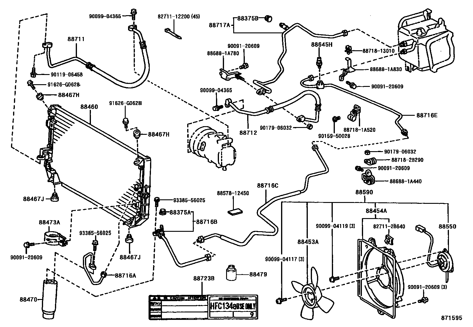 Toyota COROLLA Heating & Air Conditioning - Cooler Piping EPC diagram — 871595A