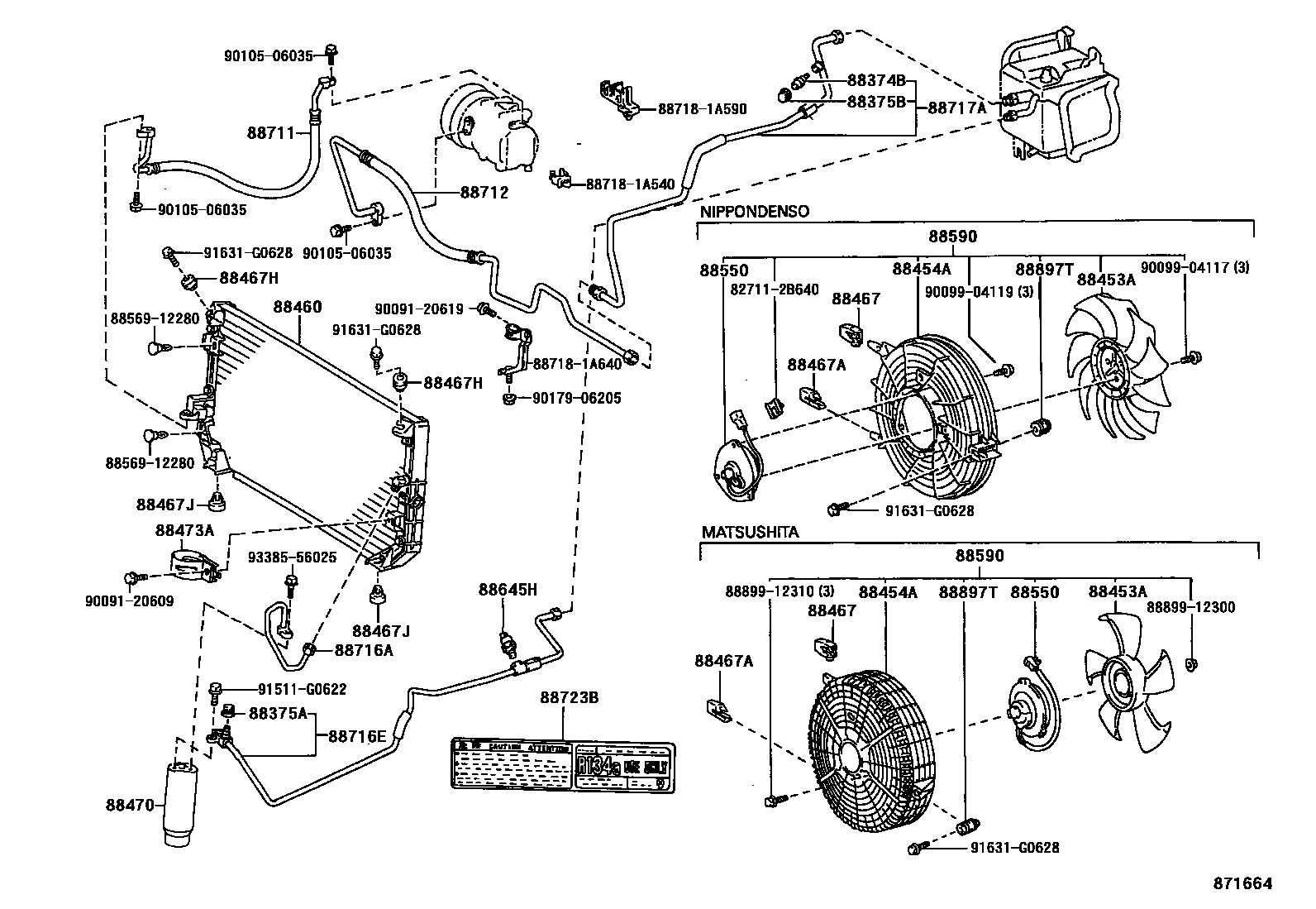 Toyota COROLLA Heating & Air Conditioning - Cooler Piping EPC diagram — 871664