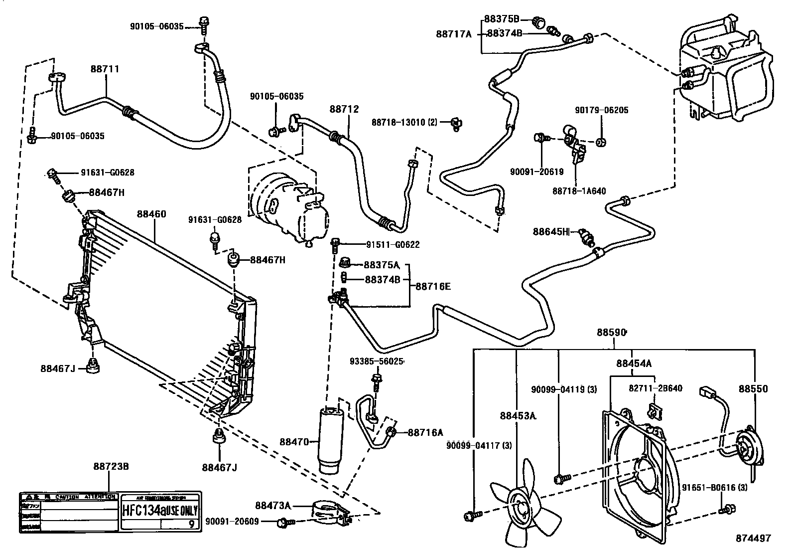 Toyota COROLLA Heating & Air Conditioning - Cooler Piping EPC diagram — 874497