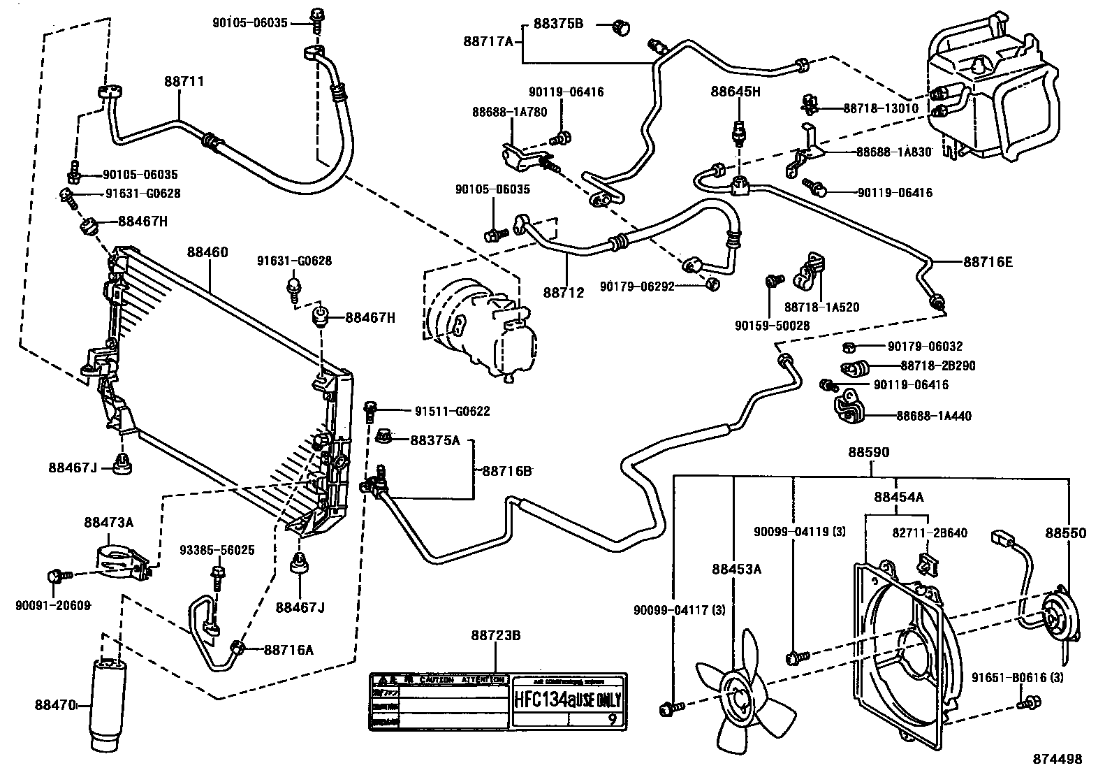 Toyota COROLLA Heating & Air Conditioning - Cooler Piping EPC diagram — 874498