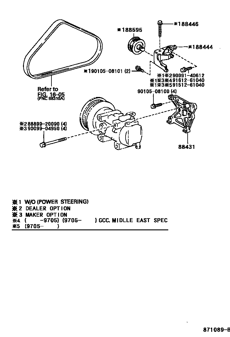 Toyota COROLLA Heating & Air Conditioning - Compressor EPC diagram — 871089B